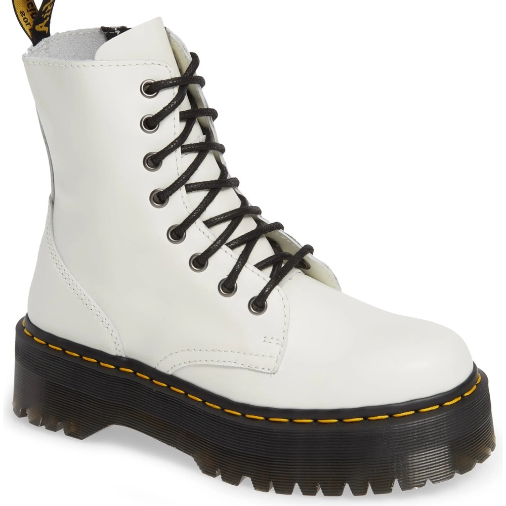 Dr. Martens White Leather Platform Combat Boots